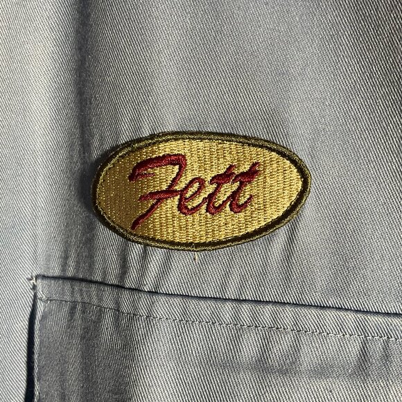 Vintage Y2K BOBA FETT Bounty Hunter Blue Mechanic's Garage Work Shirt Size L - Picture 6 of 7